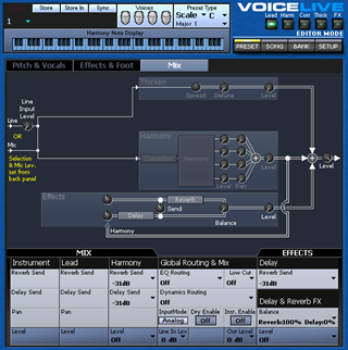 Click to display the TC-Helicon VoiceLive Preset - Mix Editor
