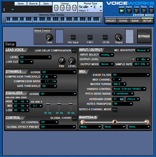 Click to display the TC-Helicon VoiceWorks Setup Editor