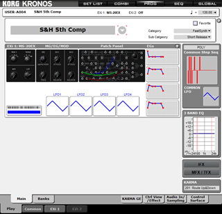 Click to display the Korg Kronos v2 Program - MS-20EX Editor