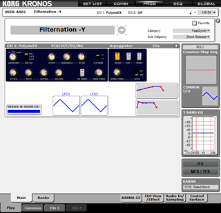 Click to display the Korg Kronos v2 Program - PolySixEX Editor