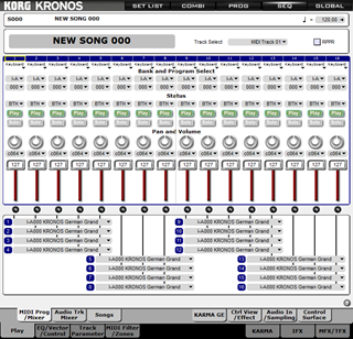 Click to display the Korg Kronos v2 Song Editor