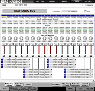 Click to display the Korg Kronos v3.1 Song Editor