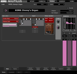 Click to display the Korg Nautilus Program - CX-3 Editor