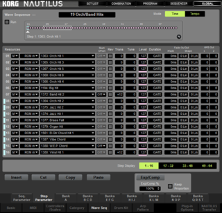Click to display the Korg Nautilus Wave Sequence Editor