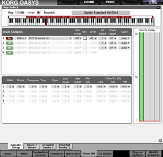 Click to display the Korg OASYS Drumkit Editor