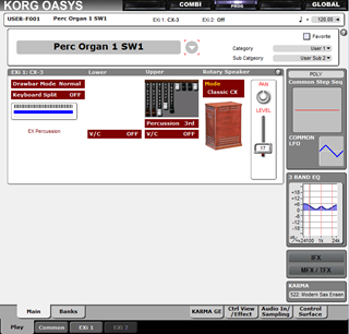 Click to display the Korg OASYS Program - CX-3 Editor