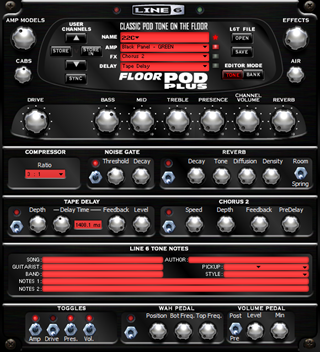 Click to display the Line 6 Floor POD Plus Channel Editor