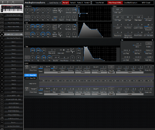 Click to display the Roland Fantom 06 Tone 1 - Filter/Amp/LFO/EQ Editor