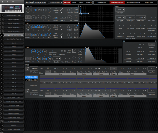 Click to display the Roland Fantom 6 Tone 1 - Filter/Amp/LFO/EQ Editor