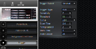 Click to display the Roland TD-5 Trigger Editor