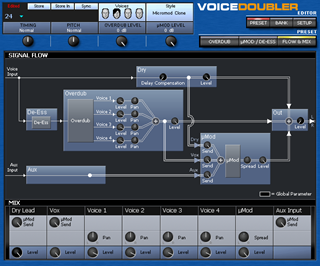 Click to display the TC-Helicon VoiceDoubler Preset - Flow + Mix Editor