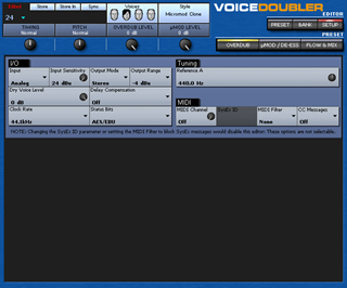 Click to display the TC-Helicon VoiceDoubler Setup Editor