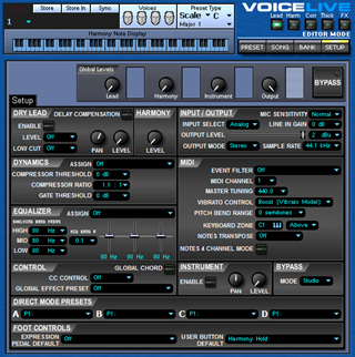 Click to display the TC-Helicon VoiceLive Setup Editor