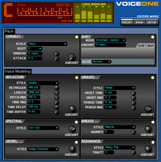 Click to display the TC-Helicon VoiceOne Preset Editor