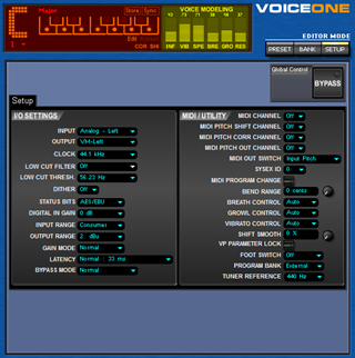 Click to display the TC-Helicon VoiceOne Setup Editor