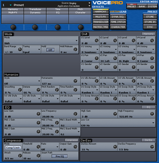 Click to display the TC-Helicon VoicePro Preset Editor