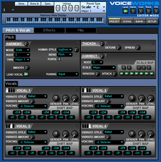 Click to display the TC-Helicon VoiceWorks Preset Editor