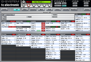 Click to display the TC Electronic G-System Preset Editor